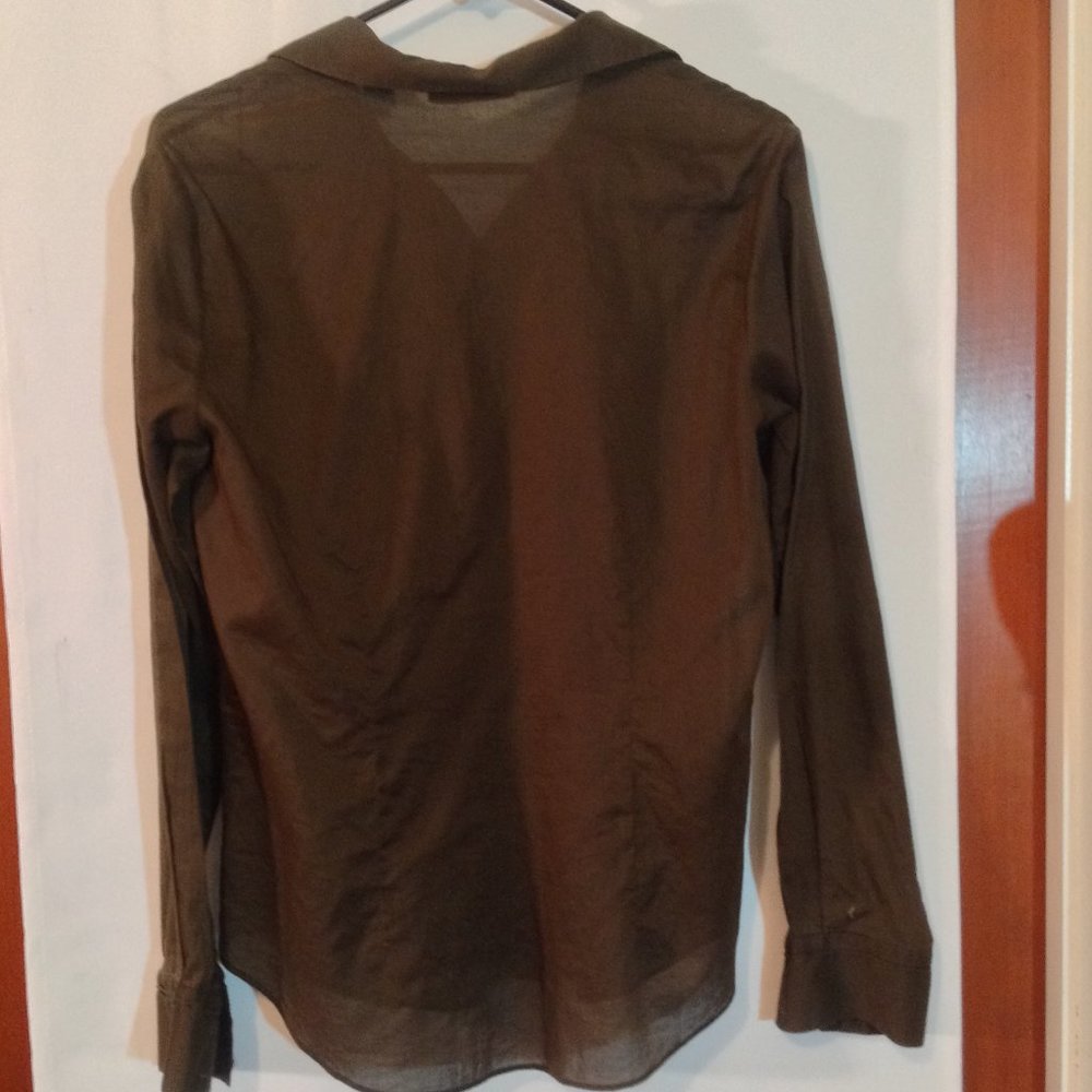 Lord And Taylor Ruffle Tuxedo Front Button Shirt - image 2